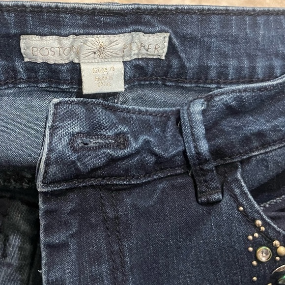 Boston Proper embellished dark wash low rise skinny jeans stretchy pockets 4 - Picture 5 of 10